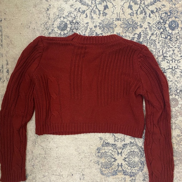 Cropped Turtleneck Red Sweater - Picture 2 of 2